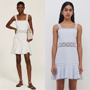 JONATHAN SIMKHAI Macrame Detail Square Neck Sleeveless Ruffle Flare Hem Dress 4